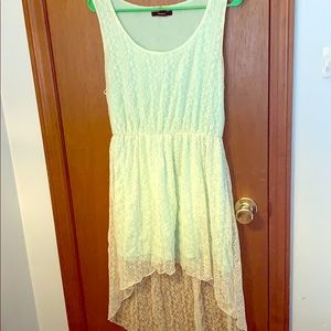 Sea foam green lace high low dress